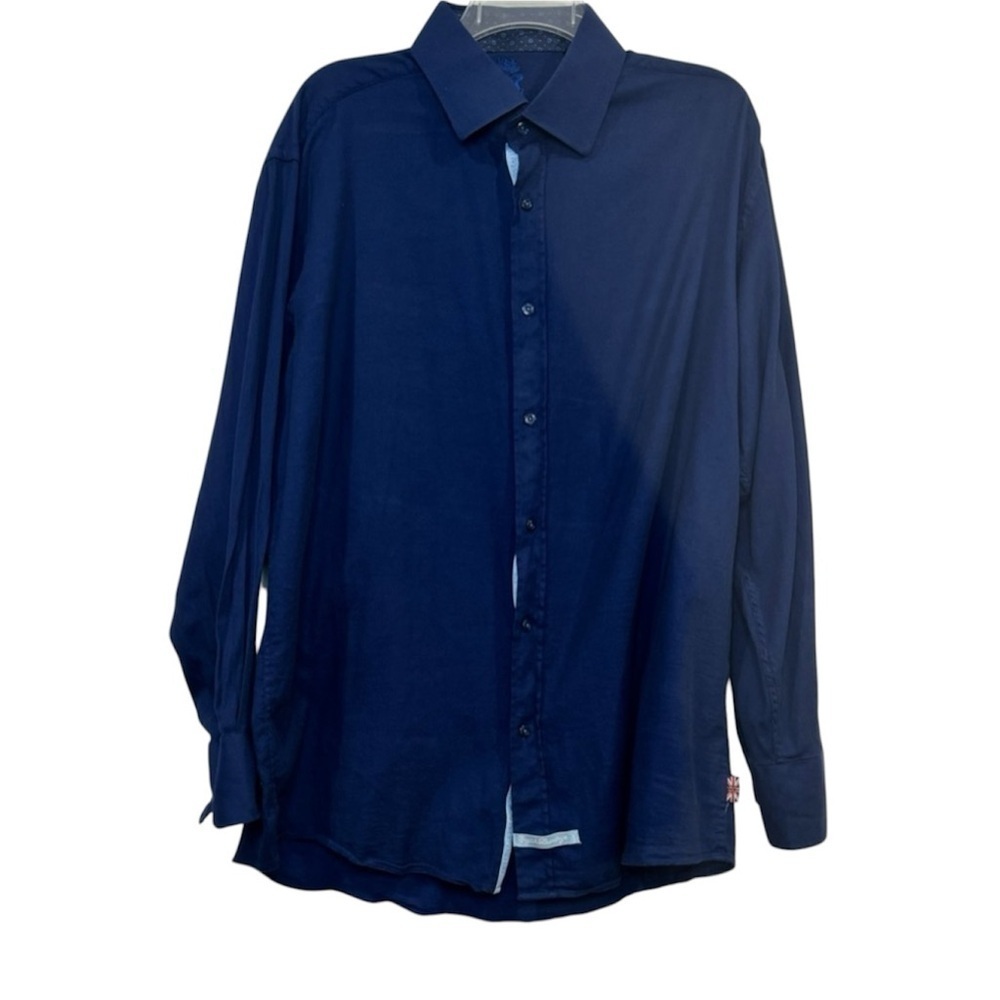 English Laundry Men's Dress Shirt Blue XXL 17.5 Stretch Button Down